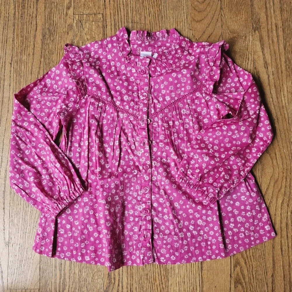 NEW! Gap pink and white flowers girls long sleeve shirt size 4T
